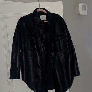 Wilfred Shiny Black Faux Leather Jacket